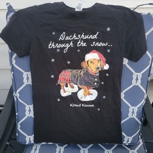 Pretzel the Scottish Dachshund Through the Snow Kilted Kanine Christmas T Shirt